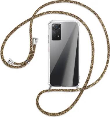 Produktbild von Handykette Backcover-Schutzhülle mit Band (Metall silberfarben) für Xiaomi Redmi Note 11 Pro 4G/5G (EU) - braun+beige