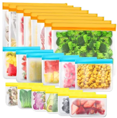 20er Set wiederverwendbare Aufbewahrungsbeutel, BPA-frei, Silikon, auslaufsicher