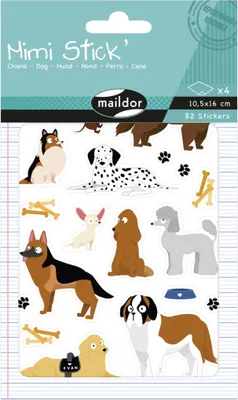 Produktbild von Maildor 10x Mimi Stick, 4 Stickerbogen 10,5x16cm, Hunde - Mehrfarbig AE230C