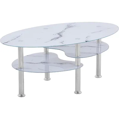 Produktbild von HOOZ Couchtisch 98x55cm Marmor weiß mit Ablage