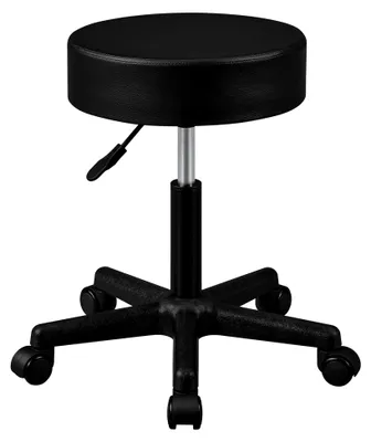 Produktbild von Höhenverstellbarer Rollhocker, 360° drehbar mit Rollen, Hocker mit 10 cm dicker Polsterung, Sitzhöhe 46-61,5 cm, Schwarz