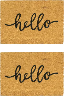 Produktbild von Nicola Spring Kokosfaser-Fußmatten – 90 x 60 cm – Hello – 2er-Pack