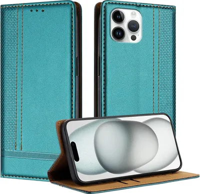 Produktbild von Handyhülle für iPhone 12 Pro Leder Flip Klappbare Schutzhülle mit Standfunktion Grün