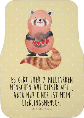 Produktbild von Mr. & Mrs. Panda Automatte Roter Panda - Gelb Pastell - Geschenk, Liebling, Fußmatte Fürs Auto, Rot, Auto-Fußmatte, Liebe, Autoteppich, Lieblingsmensch, Herz