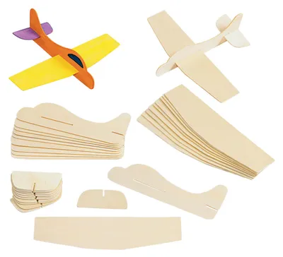 Produktbild von Colorations Holz Modellflugzeuge Bastelset - 12 Stück - kreatives Spielzeug