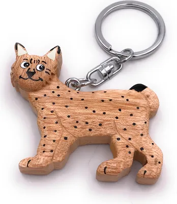 Produktbild von Onwomania Schlüsselanhänger aus Holz Raubkatze Tiger Katze Hund Tier Haustier Anhänger Charm