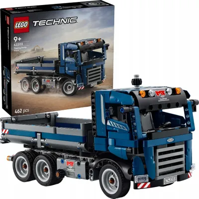 Productafbeelding van LEGO Technic kiepbak speelgoed met stuur en bewegende laadbak - blauw bouwvoertuig - cadeau-idee voor een verjaardag of feestdag - bouwset voor jongens en meisjes vanaf 9 jaar, model 42203