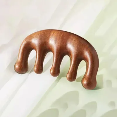 Produktbild von Massagekamm Holz Kopfhautmassage Kamm Massage Comb Haarpflege Entspannung Kopfhaut Kamm Holz Natur Haarbürste Wellness Massage Tool