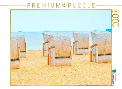 Produktbild von CALVENDO Puzzle Weiße  Strandkörbe 2000 Teile Puzzle quer | 2000 Teile Lege-Größe 90x67cm Foto-Puzzle für glückliche Stunden