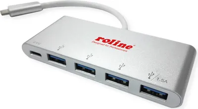 Zdjęcie produktu dla ROLINE 14.02.5061, USB Type-C, USB 3.2 Gen 1 (3.1 Gen 1) Type-A, USB 3.2 Gen 1 (3.1 Gen 1) Type-C, 5000 Mbit/s, Srebrny, 181 mm, 94 mm