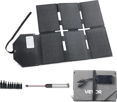 Immagine prodotto di Pannello solare pieghevole VEVOR da 60 W, modulo solare monocristallino di tipo N 16BB con efficienza del 24%, caricatore solare con uscita MC4, connettori di tipo C, USB-A e CC per stazioni di ricarica durante il campeggio