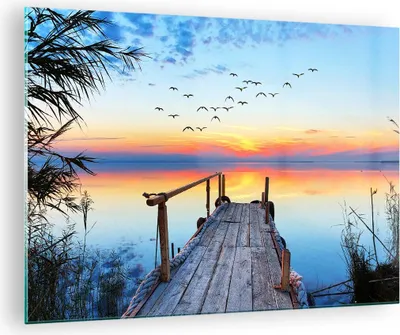 Produktbild von Bilder auf glas - Brücke See - 70x50cm - Glasbilder - Wandbilder - Bilder - Kunstdruck - zum Aufhängen bereit - Wanddekoration aus Glas - Glas Bilder - Wandbild auf Glas - Einteilig - GAA70x50-3818