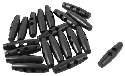Kordelstopper, 20 Stück, olivenförmig, Doppelloch, schwarz, Kunststoff