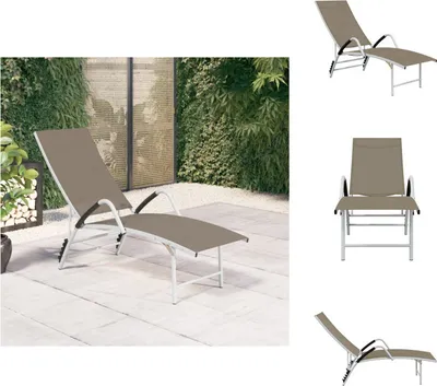 Zdjęcie produktu dla vidaXL Leżak tekstylenowy i aluminiowy Taupe - Leżaki