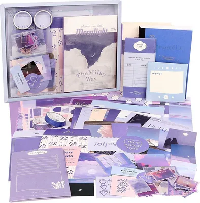 Produktbild von Minicee Bullet Journal Set A6 – Scrapbook Zubehör Lila
