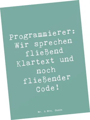 Produktbild von Mr. & Mrs. Panda Postkarte Spruch Programmierer Codeflüsterer - Meeresbrise - Geschenk, Berufsgestaltung, Software, Softwareentwicklung, Ansichtskarten, Postkarten, Beruf