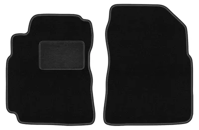 Produktbild von Velours-Fußmatten Vorne passend für Nissan Primera P12 (Kombi, Limousine, Liftback, Bj. 2001-2007) –  schwarz, passgenau, mit Befestigungen set 2 Stk. - STANDARD