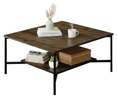 Image de Mia - Table basse, 80x80x40h cm Noix Marron, Porte-revues