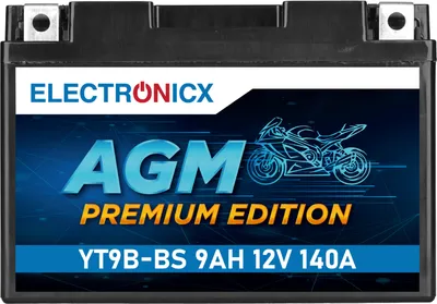 Produktbild von Electronicx YT9B-4 AGM Motorradbatterie 12V 9Ah - Wartungsfrei & Rüttelfest für Yamaha YZF-R6, GT9B-4