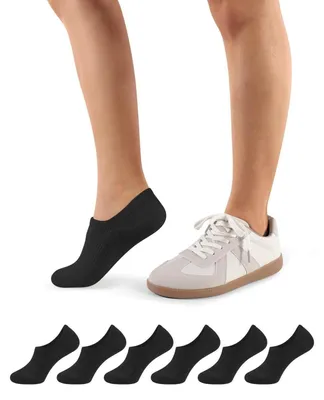 Productafbeelding van Damessokken voor sneakers, 6-pack, katoen, met padding, antislip, ademend, zwart, maat 35-38
