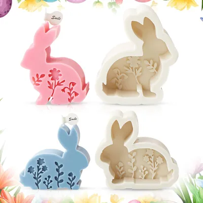 2er Set Silikonform Osterhase für Kerzen, Seife & Deko