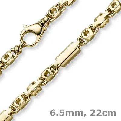 Produktbild von 6,5mm Armband Monte Carlo Armkette aus 585 Gold Gelbgold massiv 22cm