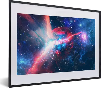 Produktbild von MuchoWow® Gerahmtes Poster Raum - Licht - Blau 40x30 cm - Poster mit Schwarzem Bilderrahmen Wandposter Rahmen Foto Bilder - Bilderrahmen - Poster im Rahmen