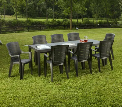 Produktbild von Gartentisch Dmica, Rechteckiger ausziehbarer Esstisch, ausziehbarer Gartentisch, 100 %  Italy, 150x90h72 cm, Anthrazit