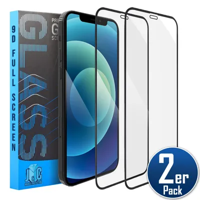 Produktbild von 2x Full Screen Panzerfolie für iPhone 12 / 12 Pro 9D Full Cover Schutz Glas Panzerglas 9H Hartglas Tempered Glass