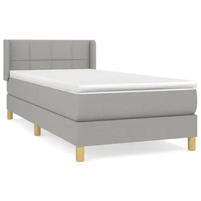 Image de Sommier à lattes de lit et matelas Gris clair 90x190 cm Tissu
