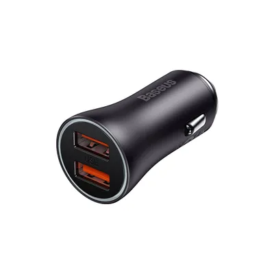 Obrázok produktu pre Baseus Golden Contactor Max nabíjačka do auta, 2x USB, 60 W, sivá