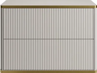 Produktbild von Waschbeckenunterschrank hängend - Streifenoptik - Goldfarbene Umrandung - Beige - 80 cm - KELIZA