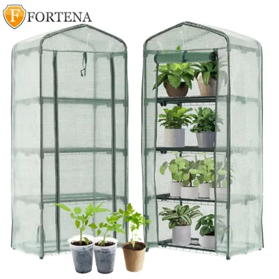 Produktbild von Gewächshaus mit Regalen 160 cm Tomatenhaus Treibhaus Frühbeet Foliengewächshaus
