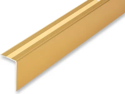 Produktbild von (19,58EUR/m) 30 x 52 x 1180 mm Treppenwinkel goldfarben ungebohrt Treppenkantenprofil Treppenkante