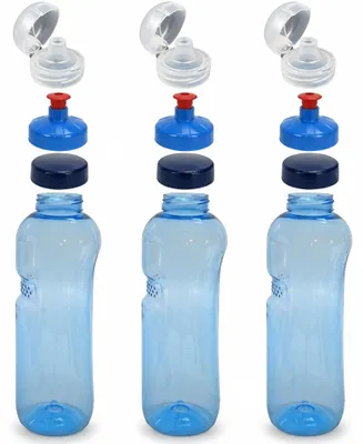 Produktbild von 3x 1,0L Kavodrink Wasserflasche Trinkflasche + 3x FlipTop + 3x Push-Pull, KI-generiertes Bild