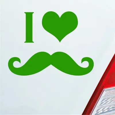 Produktbild von Auto Aufkleber I ? love Mustache Moustache Schnurrbart 10x7,5 cm Hellgrün Sticker Heckscheibenaufkleber