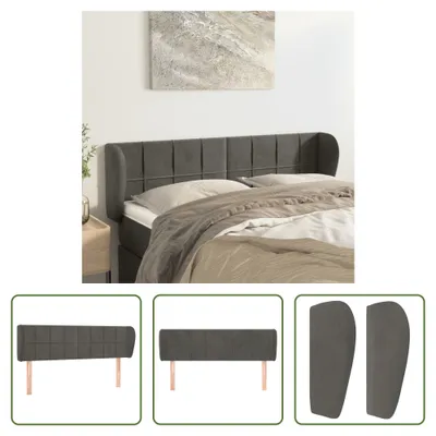 Produktbild von The Living Store Kopfteil mit Ohren Dunkelgrau 147x23x78/88 cm Samt