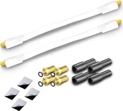 Produktbild von 2x ARLI Fensterdurchführung Ultra Slim Weiß – Flachkabel + 4x F-Stecker + 4x Gummitüllen TV SAT DVB-S2 DVB-T2 für Fenster & Türen