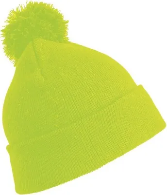 Image de Result Winter Essentials Junior Bommel Beanie RW7250 (taille unique) (Jaune fluo)
