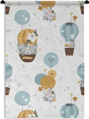 Produktbild von MuchoWow® Wandteppich Wandbehang Muster - Ballon - Tiere 60x90 cm Tapisserie Dekoration Wandtuch - Foto-Teppich - Abwaschbar