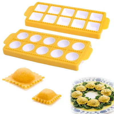 Image de Moule à ravioli - Plastique - 10 alvéoles - Lot de 2 - Réutilisable