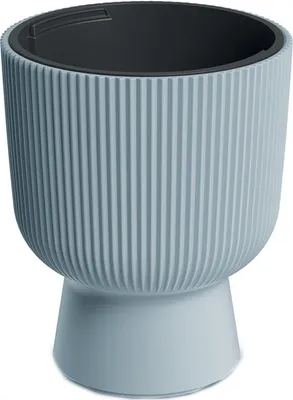 Produktbild von Runder grauer Blumentopf, 30 cm, Deckel + Einsatz, poliertes Produkt, schön