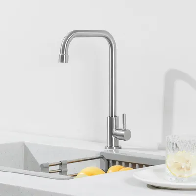 Produktbild von Küchenarmatur Edelstahl 304 gebürstet 7-Form Standmodell 360° drehbar Kaltwasser Einhebel wassersparend (ANYCEE)