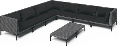 Obrázek produktu pro vidaXL 8dílná zahradní lehátková souprava s polštáři Poly ratan Dark Grey
