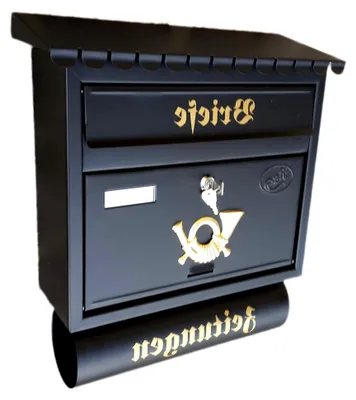 Produktbild von Großer Briefkasten/Postkasten XXL Schwarz matt mit Zeitungsrolle und Flachdach
