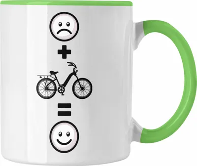 Produktbild von Trendation - E-bike Tasse Geschenk für E-Bike fahrer Geburtstag Lustige Geschenkidee :( + E-Bike = :) (Grün)