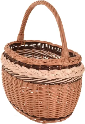 Image de Panier en osier tressé avec poignées 42 cm, trois couleurs, grand et léger, panier à provisions