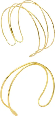 Produktbild von 2 Stück Damenarmbänder, doppellagig, offen, verstellbar, poliert, rutschfest, übertriebener Stil, einfarbig, Metall-Armmanschetten, Damenschmuck