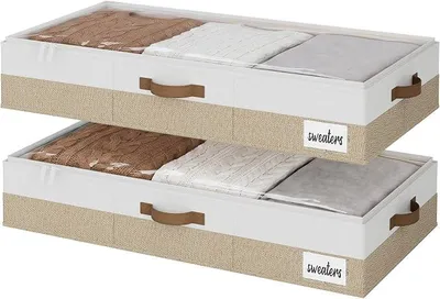 Produktbild von PolkaHome® Aufbewahrungsboxen unter dem Bett 84 x 43 x 15 cm, große Aufbewahrungsbox mit Reißverschluss, faltbare