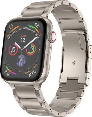Produktbild von Strap-it Titan-Gliederarmband passend für Apple Watch Series 1/2/3/4/5/6/7/8/9/10/11/SE/Ultra (2) - Titan - Größe: 44/45/46/49mm